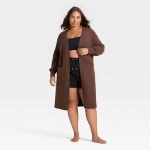 Auden - Women's Sweater Robe - Auden Heather Brown 1X/2X Brown